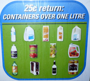 Images of containers of 1 litre and larger which ar worth 25 cents each at Leduc Bottle Depot